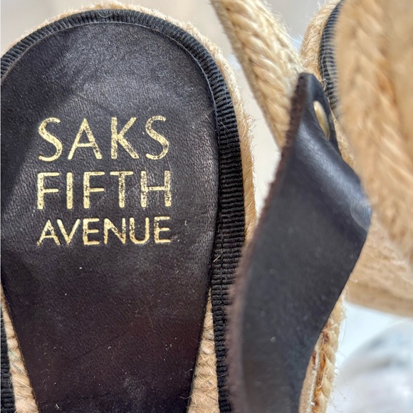 Saks Fifth Avenue Shoes - Saks Fifth Avenue Black and Tan Espadrille Sandals
